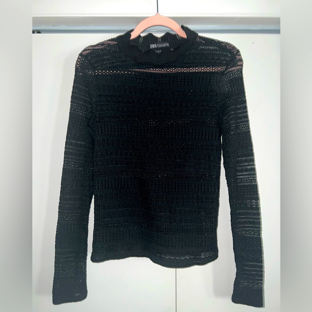 Zara Black Knitted Open Sweater, Large, NWOT